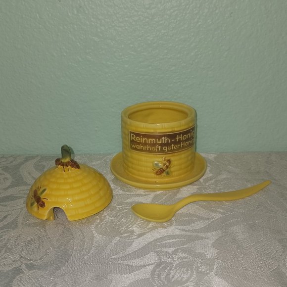 Vintage Goebel W Germany Honey Pot with Lid and Spoon ca. 1960 - 1972 - Picture 4 of 11